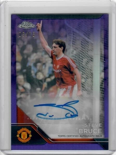 2024-25 Topps Chrome Manchester United Chrome Auto Steve Bruce /15 Purple Ref
