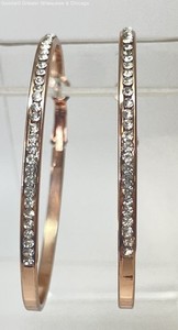 Rose Gold Tone Rhinestone Hoop Earrings 13.9g