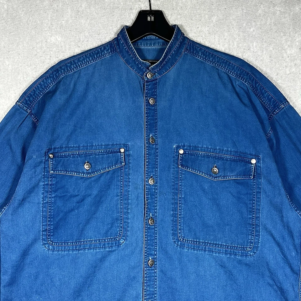 Vtg 90's Gianni Versace Jeans Couture Denim Shirt Men’s Large 100% Authentic - Image 2 of 4
