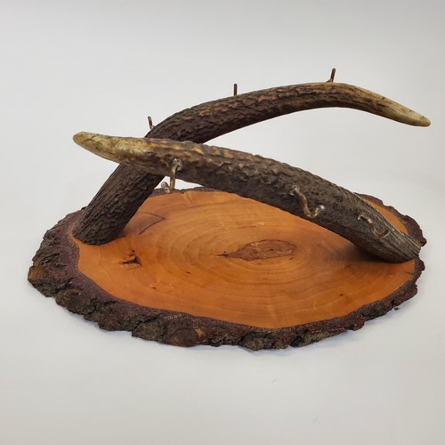 VTG Deer Antler Jewelry Tree Key Rack Rustic Cabin Lodge Folk Art Stand
