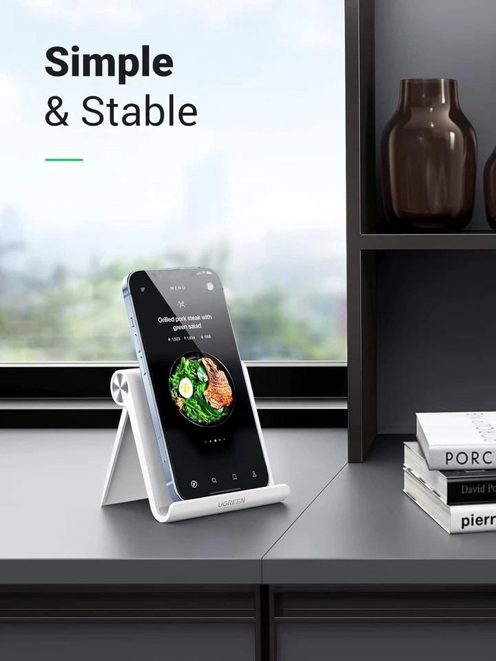 Soporte para teléfono celular UGREEN para soporte de escritorio plegable portátil blanco  Foto 2 de 4