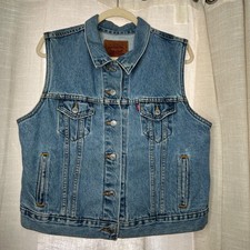 90s Vintage Levi's Denim Trucker Vest Type 3 III USA Grunge Men's Size Large