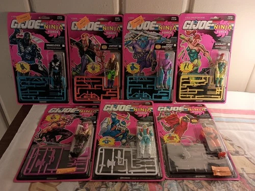 1992 G.I. Joe Ninja Force Lot MOSC Snake-Eyes Zartan Night Creeper 7 Figures