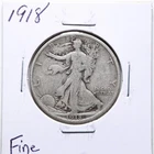 1918 50C Walking Liberty Half Dollar in Fine Condition #5879
