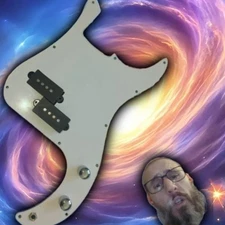 Vintage Look White Loaded P Bass Pickguard - Classy - Win - Unplayed - UVAVU -