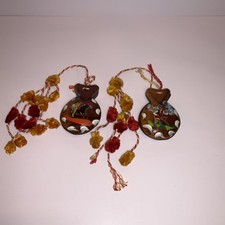 Vintage Hand Painted Spanish Castanets One With A Bull Fighter  Guitar
