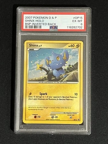 2007 Pokémon Shinx Holo DP15 Promo PSA 6 Error Inverted Back Swirl Diamond Pearl