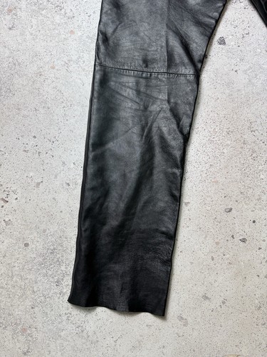 Leather Pants Men W34 Straight Trousers Motorcycle Biker Avant Garde Mens - Picture 19 of 23