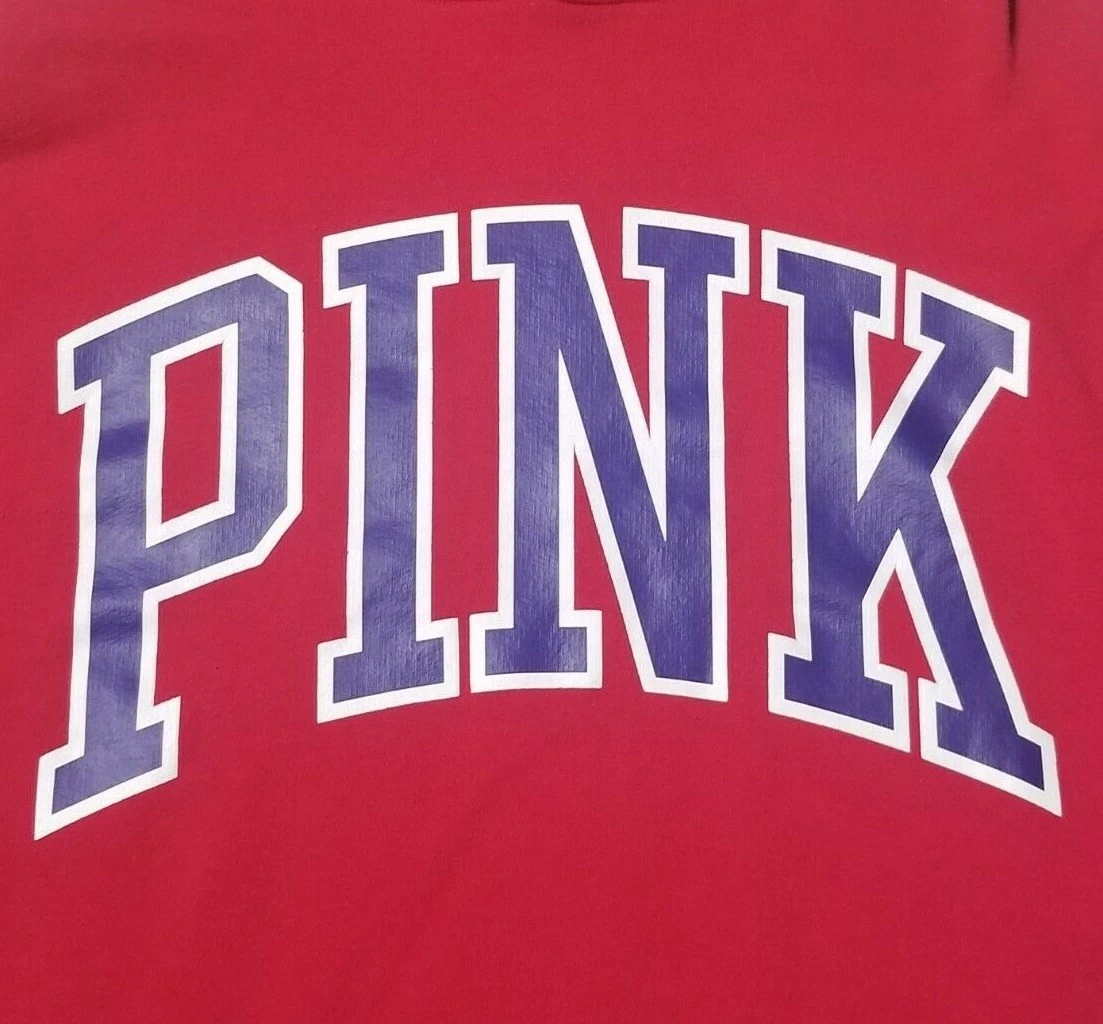 UNDERCOVER Felpa con cappuccio Victorias Secret ROSA donna L cropped pullover rosso Spellout