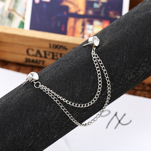 Collar Pin Chain Tie Bar Mens Formal Jewellery Wedding Suit Fashion Style Clip - Picture 11 of 14