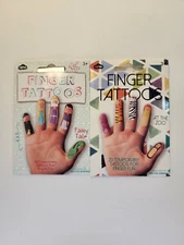 2 Packs NPW Kids Temporary Finger Tattoos Fairy Tale & At the Zoo - 40 Total -X