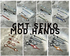 GMT Hand Set for Mod Fits Seiko NH34, 4R34, Seiko SSK, Green luminous -US SELLER