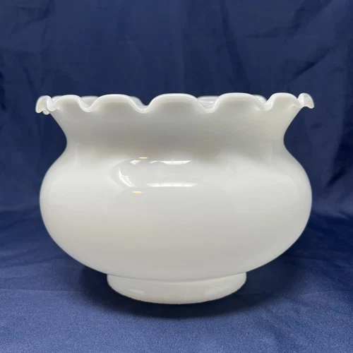 Antique Milk Glass Petticoat Ruffled Edge Lamp Lighting Shade 4” Fitter NICE!!