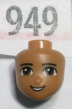 LEGO Friends Mini Doll Minifig Head Brown Eyes Boy Guy Face Open Smile 949