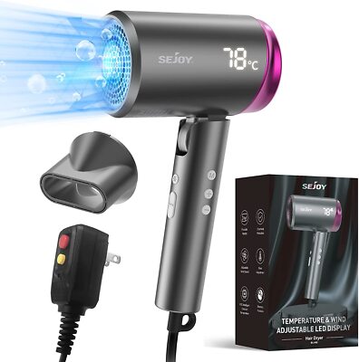 Ionic Hair Dryer Blow Dryer 1800W LED Display Speed Adjustable Professional