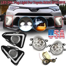 For 2016-2018 Toyota RAV4 LED DRL Daytime Running Fog Lights w/Turn Signal Lamp