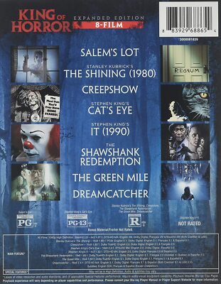 KING OF HORROR EXPANDED EDITION 8 FILM BLU RAY SET STEPHEN KING 