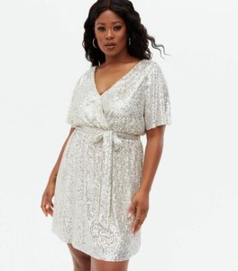 plus size silver sequin dress