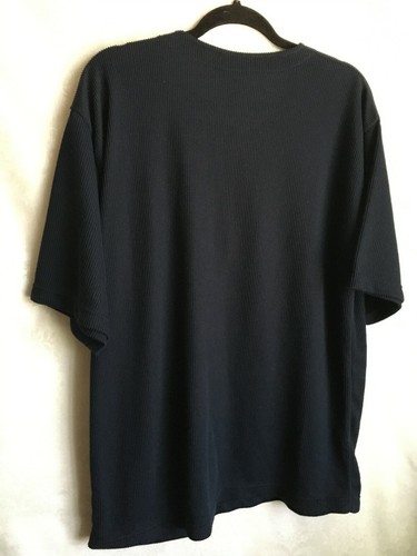 Blusa elástica de punto Rockabilly algodón talla grande busto 44" azul marino A2 - Imagen 2 de 6