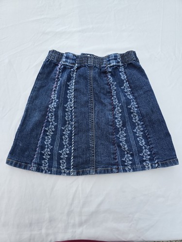 Vintage GUESS Girls Embroided Denim Jean Skirt Y2K Floral Western 6 - Picture 4 of 6