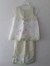 Youngland girls set top pants linen rayon embellished mint green sz 4t