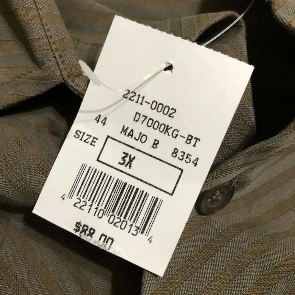 Camisa Earvin Magic Johnson Signature LS Seda Marrón Rayas Talla 3X De Colección Nueva de Lote Antiguo Foto 4 de 4