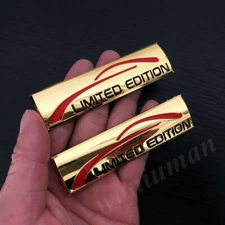 2pcs Metal Golden Limited Edition Car Trunk Fender Emblem Badge Sticker Sport