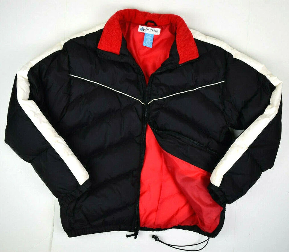 Abrigo acolchado vintage ciencias físicas talla M 00s negro plumón blanco manga rayas Foto 4 de 4