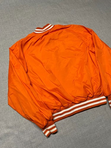 Vintage Chalk Line Bomber Jacket Mens Small Orange Satin Snap Made In USA Blank - Picture 4 of 13