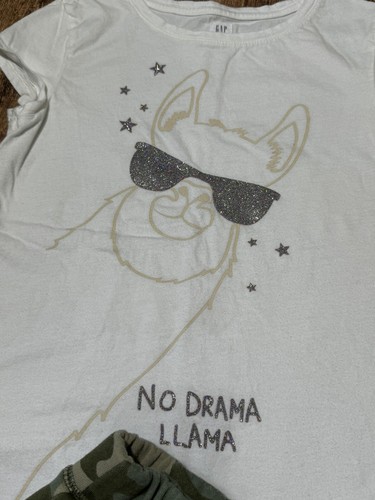 Gap No Drama Llama Shirt With Camo Shorts - Picture 2 of 3