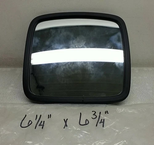 6 1/4" X 6 3/4" Automotive Side Mirror White Plastic Backing Black Rubber