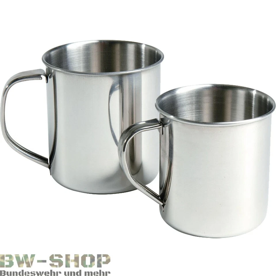 MILITÄR TRINKBECHER EDELSTAHL 300ml / 500ml BW ARMY OUTDOOR BECHER CAMPING TASSE