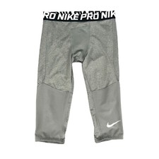 Nike Pro Tights Youth L Large Grey Dri Fit 3/4 Length Cropped Training Fitted