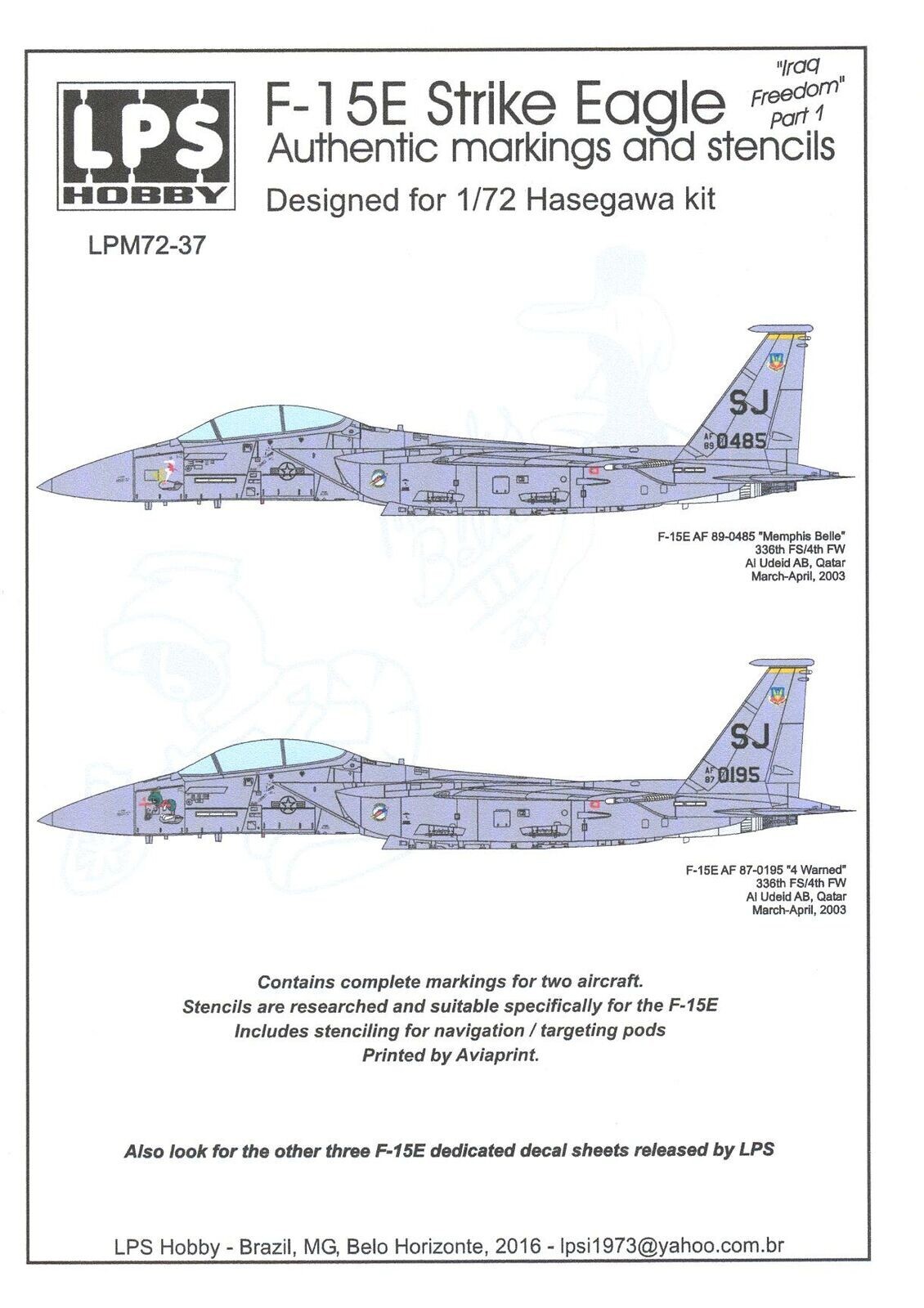 Irak Lps LPS Decals 72-37 M 1/72 Iraq Freedom F-15 | eBay
