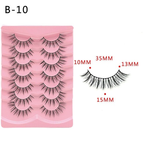 NEW False eyelashes natural thick long makeup eyelashes full curl soft 7 pairs - Picture 14 of 47