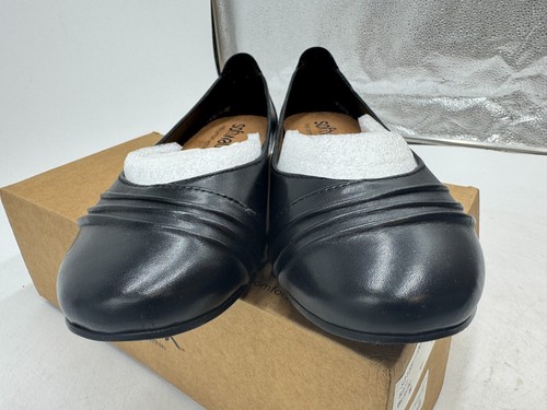 Softwalk Safi Ballet Flats Women's Black Leather Slip-On Round Toe Casual - 6 - Picture 3 of 7