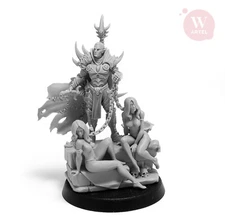 Artel W Dark Elves Raidmaster With 2 Female Slaves 28mm Miniature