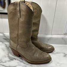 Dingo Vintage Acme Cowboy Boots 8 1/2 USA Made 70s 80s Light Gray Leather