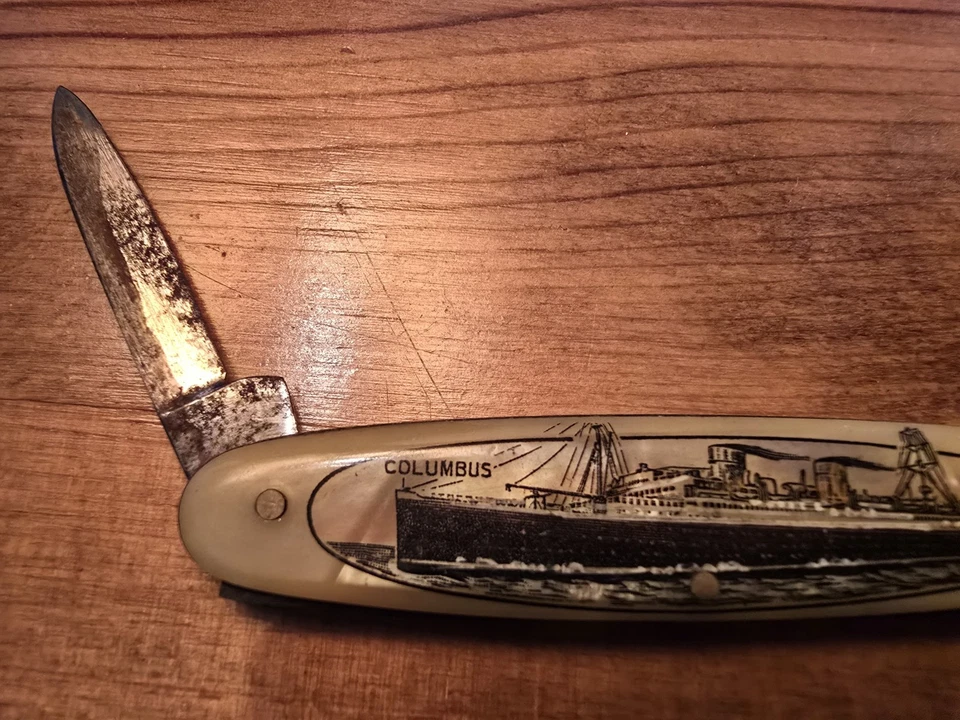 Antique Guss Stahl Solingen Germany Pocket Knife SS Columbus WWII Steam Ship - Image 4 of 4