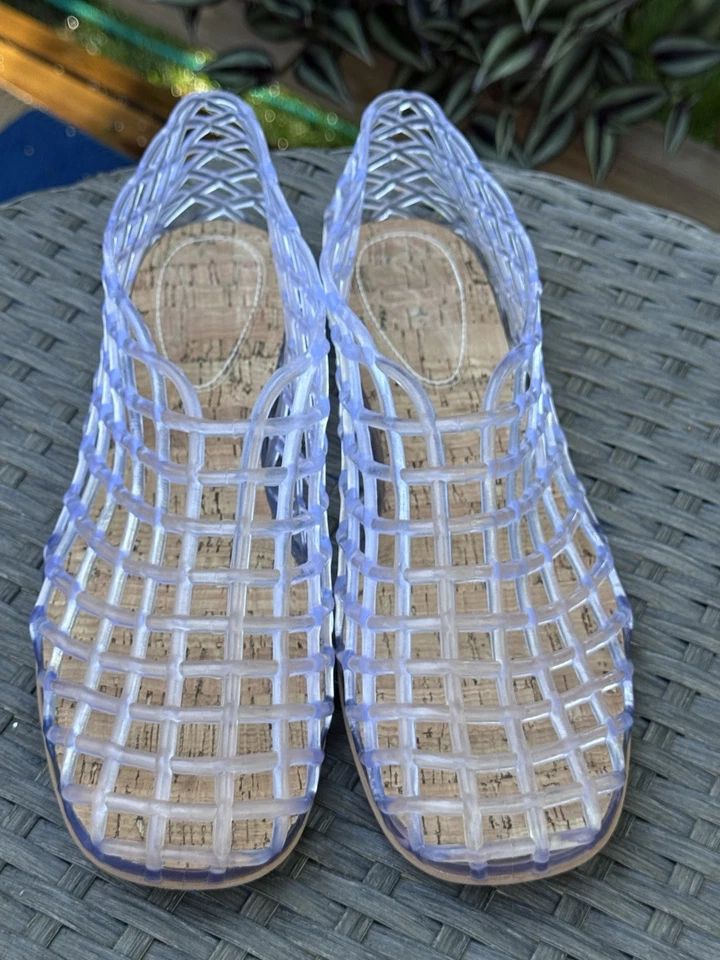 Zapato plano para mujer bailarina de ballet de malla de gelatina transparente ahuecada 10 Foto 3 de 4