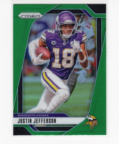2024 Panini Prizm Prizms Green #187 Justin Jefferson Vikings - Picture 2 of 3