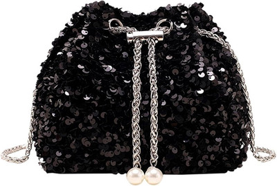 Clutch Glitzer Damen,Abendtasche Schwarz,Kettentasche,Crossbody Bag,Stilvoll Han