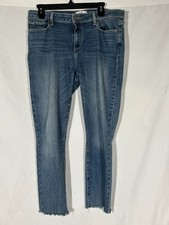 PAIGE SKYLINE ANKLE PEG DISTRESSED RAW HEM STRECH JEANS WOMENS 32 READ DESCRIP