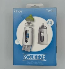 Kiinde Twist Squeeze Natural Feeding Bottle w Active Latch Nipples 2 Pack  NIB