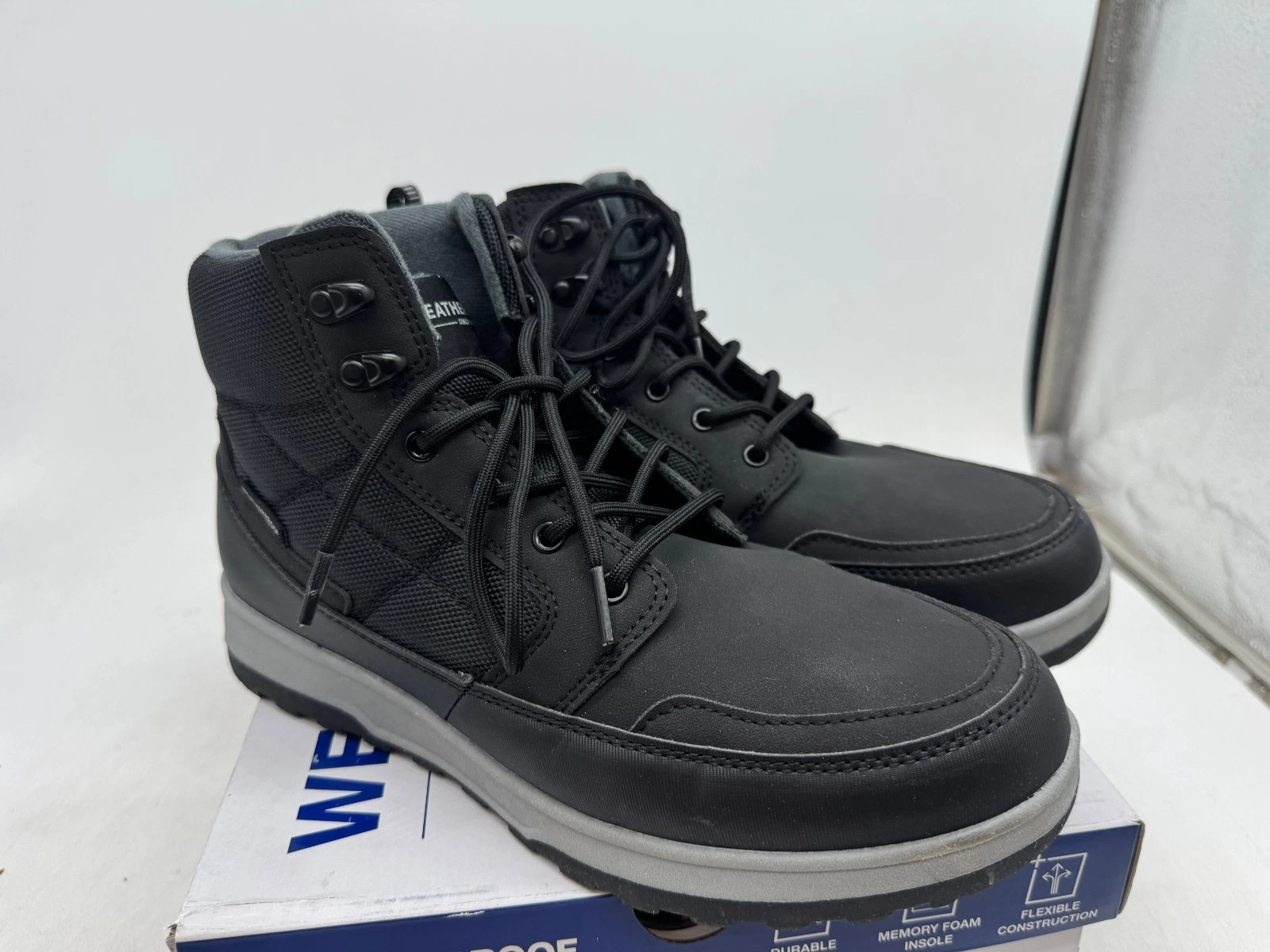 Weatherproof Jenkins Boots Men's Black Leather Lace-Up Ankle Winter - 10