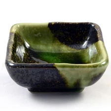 Small Japanese Dish for Sushi etc - Iridescent Green Glazed Ceramic Plate