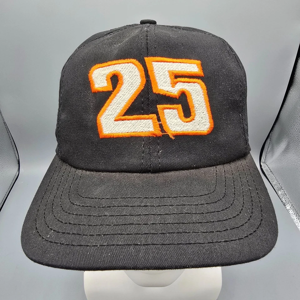Vintage 1990s NASCAR Ken Schrader #25 Black/Orange/Silver Snapback Hat (OS) - Image 2 of 4