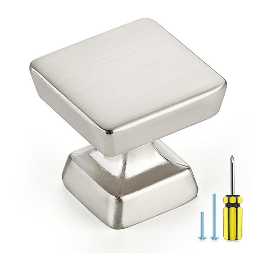 Ravinte Decor 30 Pack Brushed Nickel Cabinet Knobs 1.2 Inch Square Knobs for