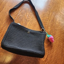 Borsa a tracolla The Sak nera in maglia all'uncinetto classica casual senza tempo versatile