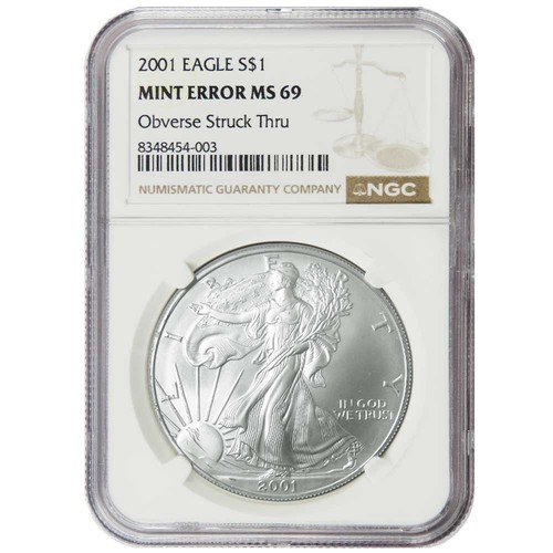 2001 $1 American Silver Eagle NGC MS69 Mint Error - Picture 1 of 3